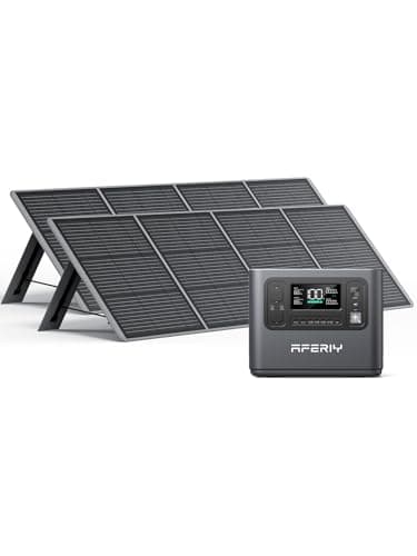 AFERIY Solar Generator 1200W mit 2x200W Solarpanel, 960Wh Tragbare Powerstation (2400W Peak), LiFePO4 Batterie, 220V-240V, Faltbar Solarpanel mit USB, IP65, f黵 Outdoor Camping Reise Stromausf鋖le