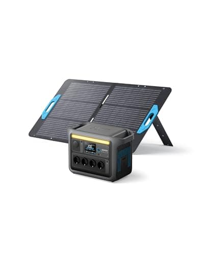 Anker SOLIX C1000 Set Tragbare Powerstation mit 100W Solarpanel, LiFePO4 Akku, 1800W Solargenerator, 4*230V Steckdosen mit max. 2400W Leistung, LFP Powerstation für Outdoor, Camping und Stromreserve