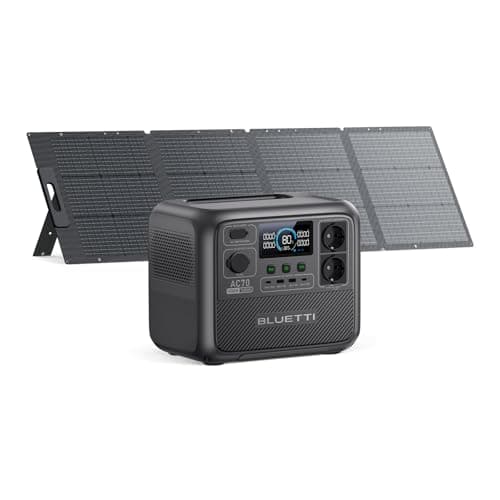 BLUETTI Tragbare Powerstation AC70 mit 200W Solarpanel, 768Wh LiFePO4 Solargenerator mit 2 1000W (Power Lifting 2000W) AC Ausgänge, 100W Typ-C, 45 Min. Schnellladung von 0-80%, für Reise, Camping
