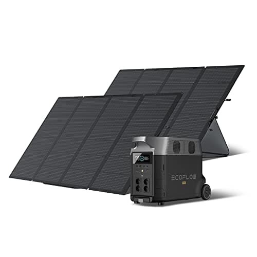 ECOFLOW Solargenerator Delta Pro 3,6 kWh/3600 W mit 2 x 400 W Solarpanel auf Balkon, tragbares Kraftwerk für Zuhause, Camping im Freien, RV und Notfall