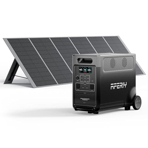 AFERIY Solar Generator 3600W mit 400W Solarpanel, 3840Wh Tragbare Powerstation LiFePO4 Batterie, 220V-240V, Faltbar Solarpanel mit USB, IP65, für Outdoor Camping, Reise, Stromausfälle