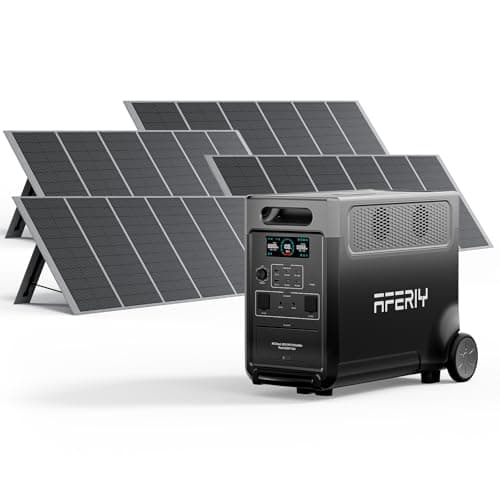 AFERIY Solar Generator 3600W mit 4x 400W Solarpanel, 3840Wh Tragbare Powerstation LiFePO4 Batterie, 220V-240V, Faltbar Solarpanel mit USB, IP65, für Outdoor Camping, Reise, Stromausfälle