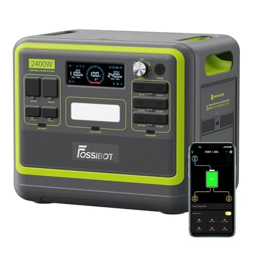 FOSSiBOT Tragbare Powerstation F2400, Solargenerator 2048Wh LiFePO4 Batterie-Backup mit 2400W 3X AC Ausgängen (4800W Peak) 230V, Power Station für Outdoor-Camping, Wohnmobil-Reisen, Hausgebrauch