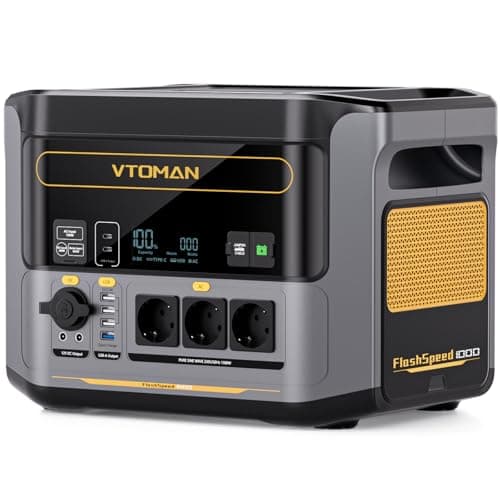 VTOMAN FlashSpeed 1000 Tragbare Powerstation 828Wh - 1000W(Spitze 2000W) LiFePO4 Solar Generator, Schnellladung 0-80% in 1 Stunde, Erweiterbarer Kapazität Bis zu 2376Wh für Reise, Camping, Wohnmobil