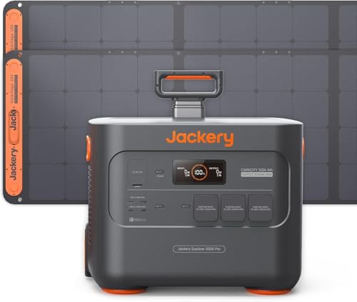 Jackery Solargenerator 3000 Pro 400W, Tragbare Powerstation 3024Wh, Schnellladung in 1,8 Stunden, 2x PD100W, 3x AC Ausgang, 2x USB-C Ladeanschlüsse, für den Außenbereich und Notfälle zu Hause