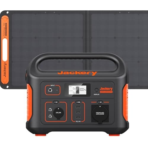 Jackery E500 Tragbare Powerstation, 518Wh Solargenerator mit SolarSaga 100W Solarpanel, 230V/500W mobile Stromversorgung mit LCD Anzeige für Urlaub auf dem Campingplatz, Outdoor Abenteuer & Notfälle