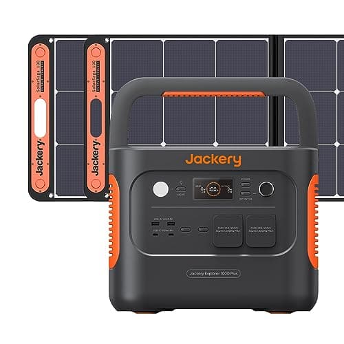 Jackery Solargenerator 1000 Plus 200W, 1264Wh Tragbare Powerstation mit 2x 100W Solarpanel, LiFePO4 Batterie, Erweiterbar auf 5kWh für Outdoor RV Camping