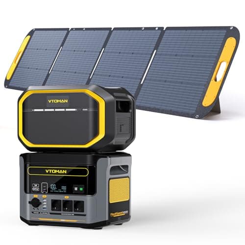 VTOMAN FlashSpeed 1000 Tragbare Powerstation 2376Wh - 1000W(Spitze 2000W) Solar Generatoren Paket (Inklusive Zusatzbatterie & 220W Solarpanel), LiFePO4 Batterie 12 Ausgangsport für Camping, Notstrom
