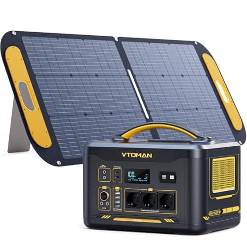 VTOMAN Jump 2200 Tragbare Powerstation mit 110W Solarpanel - 2200W/1548Wh LiFePO4 Batterie Solar Stromgenerator, Erweiterbare Kapazität auf 3096Wh für Camping, Reisen, Wohnmobil, Stromausfälle