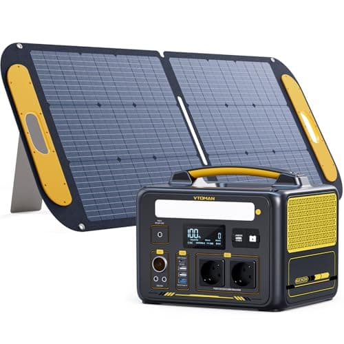 VTOMAN Jump 600X Tragbare Powerstation mit 110W Solarpanel - 600W/299Wh LiFePO4 Akku Solar Stromgenerator, Erweiterbare Kapazität auf 939Wh für Camping, Reisen, Wohnmobil, Notfall, Stromausfälle